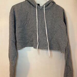 Gray Cropped Hoodie